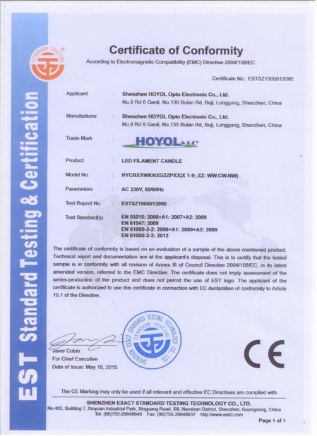 China Shenzhen HOYOL Intelligent Electronics Co.,Ltd Certificaten